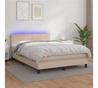 vidaXL Sommier tapissier matelas LED Cappuccino 140x190 cm Similicuir