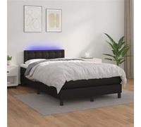 vidaXL Sommier lit LED Noir 120x200 Similicuir