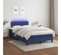 vidaXL Sommier tapissier avec matelas et LED Bleu 120x200 cm Tissu