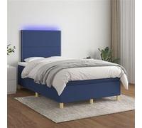 vidaXL Boxspring met matras en LED stof blauw 120x200 cm3135347 Bleu G