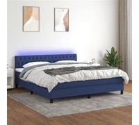 vidaXL Boxspring met matras en LED stof blauw 160x200 cm3133411 Bleu G