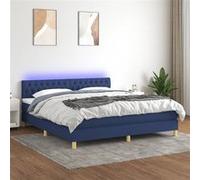 vidaXL Boxspring met matras en LED stof blauw 160x200 cm3133971 Bleu G