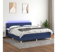 vidaXL Boxspring met matras en LED stof blauw 180x200 cm3134059 Bleu G