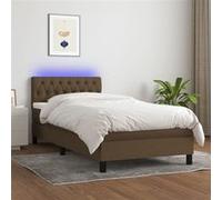 Boxspring met matras en LED stof donkerbruin 100x200 cm3133376