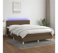 Boxspring met matras en LED stof donkerbruin 140x190 cm3133792