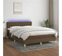 vidaXL Boxspring met matras en LED stof donkerbruin 140x190 cm3133952 Marron G
