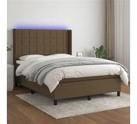 vidaXL Boxspring met matras en LED stof donkerbruin 140x190 cm3138312 Marron G