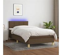 vidaXL Sommier tapissier et matelas et LED Marron foncé 80x200cm Tissu
