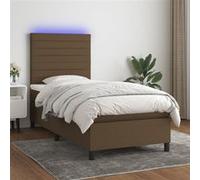 vidaXL Sommier tapissier et matelas et LED Marron foncé 80x200cm Tissu