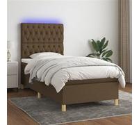 vidaXL Boxspring met matras en LED stof donkerbruin 80x200 cm3135632 Marron G