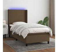 vidaXL Boxspring met matras en LED stof donkerbruin 80x200 cm3138112 Marron G