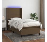vidaXL Boxspring met matras en LED stof donkerbruin 80x200 cm3138208 Marron G