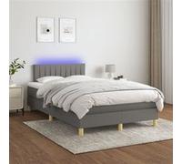 vidaXL Boxspring met matras en LED stof donkergrijs 120x200 cm3133862 Gris G