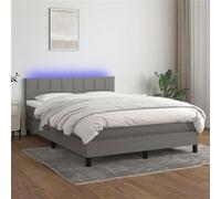 vidaXL Boxspring met matras en LED stof donkergrijs 140x190 cm3133150 Gris G