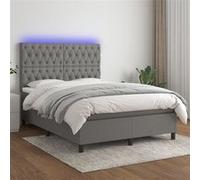 vidaXL Boxspring met matras en LED stof donkergrijs 140x190 cm3135110 Gris G