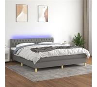 vidaXL Sommier tapissier et matelas et LED Gris foncé 160x200 cm Tissu
