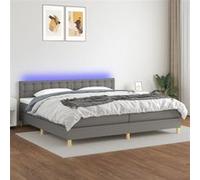 vidaXL Sommier tapissier et matelas et LED Gris foncé 200x200 cm Tissu