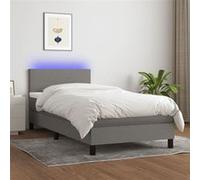 vidaXL Boxspring met matras en LED stof donkergrijs 90x200 cm3132966 Gris G
