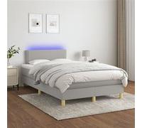vidaXL Boxspring met matras en LED stof lichtgrijs 120x200 cm3133621 Gris G