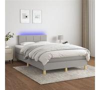 vidaXL Boxspring met matras en LED stof lichtgrijs 120x200 cm3133701 Gris G