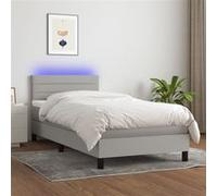 vidaXL Sommier tapissier avec matelas et LED Gris clair 90x200cm Tissu