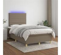 VIDAXL Sommier à lattes avec matelas et LED 120x200 cm - Taupe tissu