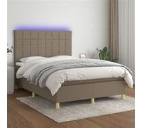 vidaXL Boxspring met matras en LED stof taupe 140x190 cm3135433 Taupe G
