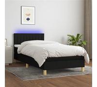 vidaXL Boxspring met matras en LED stof zwart 80x200 cm3133831 Noir G
