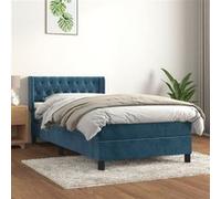 vidaXL Boxspring met matras fluweel donkerblauw 100x200 cm3131127 Bleu G