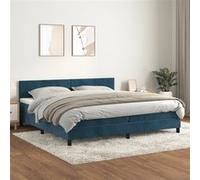 vidaXL Lit à sommier tapissier et matelas Bleu foncé 200x200cm Velours