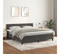 vidaXL Boxspring met matras fluweel donkergrijs 180x200 cm3141438 Gris G