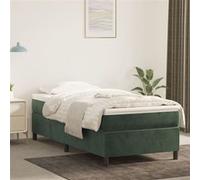 vidaXL Lit à sommier tapissier avec matelas Vert foncé 100x200 cm