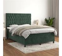 vidaXL Boxspring met matras fluweel donkergroen 140x190 cm3143202 Vert G