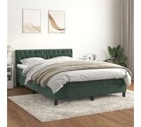 vidaXL Lit à sommier tapissier et matelas Vert foncé 140x200cm Velours