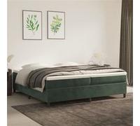 vidaXL Lit à sommier tapissier et matelas Vert foncé 200x200cm Velours