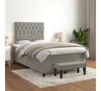 vidaXL Lit à sommier tapissier et matelas Gris clair 120x200cm Velours