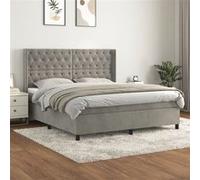 vidaXL Boxspring met matras fluweel lichtgrijs 160x200 cm3132867 Gris clair G