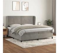 vidaXL Boxspring met matras fluweel lichtgrijs 200x200 cm3129171 Gris G