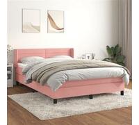 vidaXL Sommier à lattes de lit avec matelas Rose 140x200 cm Velours