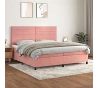 vidaXL Boxspring met matras fluweel roze 200x200 cm3143108 Rose G