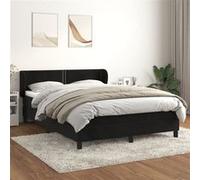 vidaXL Lit à sommier tapissier avec matelas Noir 140x200 cm Velours