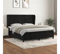 vidaXL Boxspring met matras fluweel zwart 180x200 cm3129227 Noir G