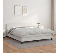 vidaXL Lit à sommier tapissier avec matelas Blanc 160x200cm Similicuir