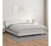 vidaXL Boxspring met matras kunstleer wit 180x200 cm3130674 Blanc G