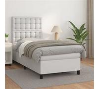 vidaXL Boxspring met matras kunstleer wit 90x190 cm3142816 Blanc G