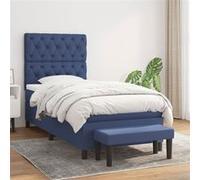 vidaXL Lit à sommier tapissier avec matelas Bleu 80x200 cm Tissu