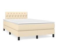 vidaXL Sommier à lattes de lit avec matelas crème 120x190 cm tissu