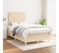 vidaXL Lit à sommier tapissier avec matelas Crème 120x200 cm Tissu
