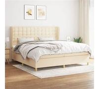 vidaXL Boxspring met matras stof crÃmekleurig 200x200 cm3128874 Blanc G