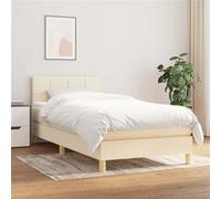vidaXL Boxspring met matras stof crÃmekleurig 90x190 cm3140582 Blanc G